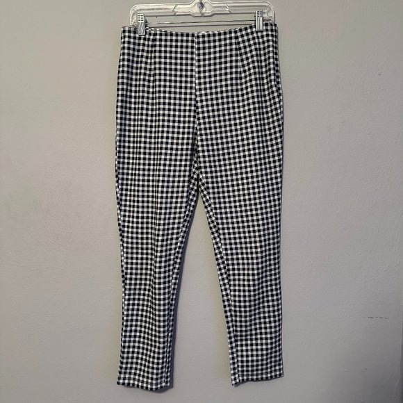 Princess Polly Women's Iggy Gingham Pants in White and Black Size 8 - Picture 1 of 16